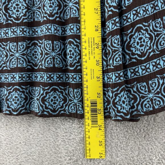 Sag Harbor Skirt 1X Brown Turquoise Tiered Midi A-Line PullOn Elastic Waist - Picture 8 of 11